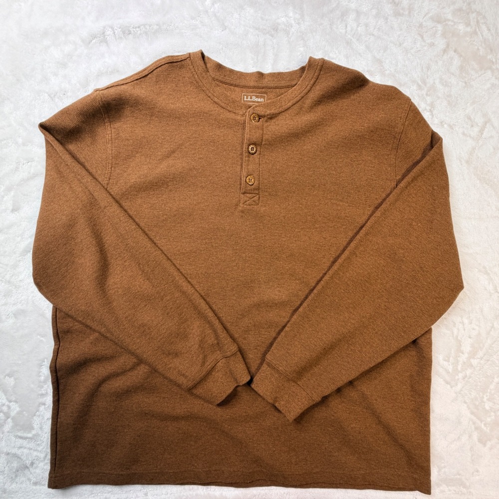 LL Bean Men Unshrinkable Mini
Waffle Henley Long Sleeve Shirt XL Traditional